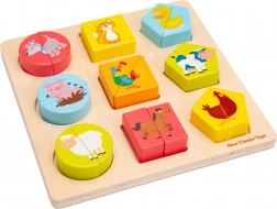 Puzzle din lemn cu forme și animale