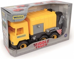 Camion galben de gunoi Wader Middle Truck, 42 cm, în cutie