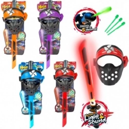 Set Ninja cu sabie, mască și săgeți cu lumină și sunet