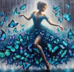 Pictură cu diamante dansatoare cu fluturi 30 × 40 cm