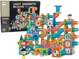 Pistă magnetică cu bile luminoase – set de construcție 292 piese