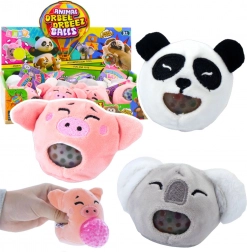 Jucărie pluș de strâns cu bile gel – koala, panda, purceluș 6 cm