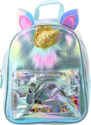 Rucsac pentru copii cu unicorn și confetti mișcătoare albastru 25cm 4,5L