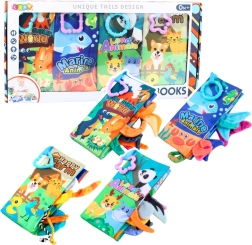 Cărți senzoriale moi și colorate pentru bebeluși, set de 4 bucăți