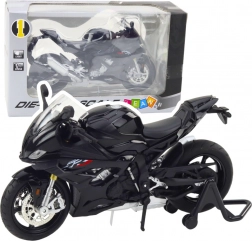 Model metalic motocicletă sport cu iluminare și sunet negru 1:12