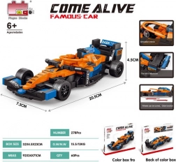 Set de construcție mașină de curse F1 portocalie 278 piese