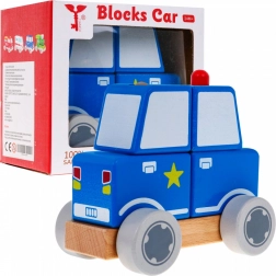 Mașinuță de poliție din lemn cu cuburi