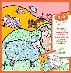 Djeco cutie distractivă cu cărți de colorat și jocuri Fermă