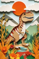 Puzzle Artă din Hârtie: Dinozaur 160 de piese