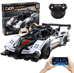 Set de construcție CaDA RC mașină de curse Z-Wind, albă, 457 piese, Dual Mode