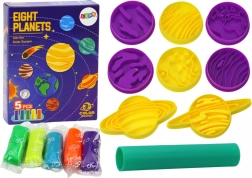 Set creativ plastilină planete – 8 forme și 5 culori