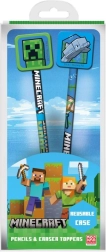 Set de creioane MINECRAFT cu toppere, 2 buc.