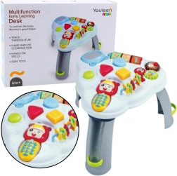 Măsuță educațională interactivă triunghiulară cu telefon, lumini și sunete