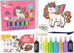 set de autocolante pentru sticlă Unicorn DIY 8 culori cu sclipici