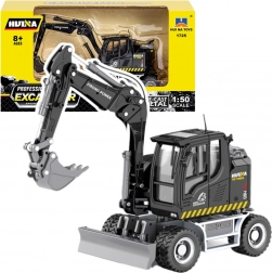 Excavator pe roți din metal cu lamă HUINA 1:50, negru