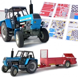 Model din hârtie al tractorului ZETOR Crystal 8011 cu distribuitor RU-5 1:32