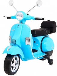 Trotinetă electrică pentru copii VESPA, albastră cu roți ajutătoare și audio