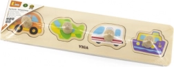 puzzle din lemn cu piese de inserat – mijloace de transport pentru cei mici VIGA