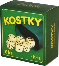 Zaruri de joc albe 6 buc cu pahar în cutie