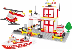 Set de construcție compatibil Bloxo stație de pompieri 368 piese