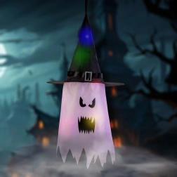 Decorațiune LED suspendată de Halloween, fantomă roz