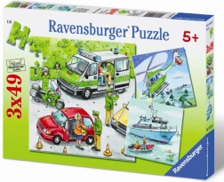 Puzzle Poliția în acțiune 3×49 piese RAVENSBURGER