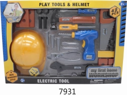 Set de unelte pentru copii cu cască, 42 piese