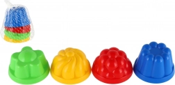 Forme din plastic pentru nisip – brioșe rotunde de 8 cm, set de 4 bucăți în plasă