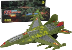 Avion de vânătoare militar cu lumini și sunete – verde