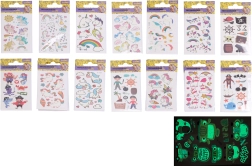 Tatuaje temporare fosforescente 6 × 10,5 cm – mix unicorni și pirați