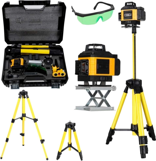 Laser cu linii încrucișate 4D 360° cu 16 linii, trepied și accesorii