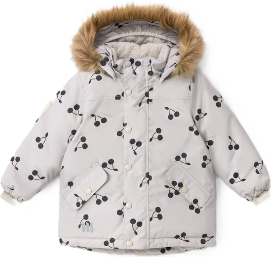 Parka de iarnă Leokid Tully Silver Cloud Cherries, mărimea 104