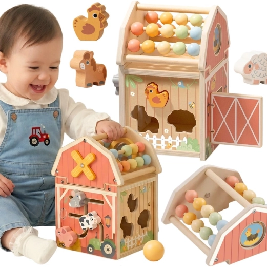 Statuie din lemn cu activități TOOKY TOY Montessori