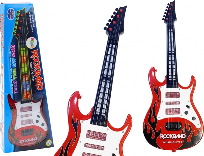 Chitară electrică pentru copii cu lumini și melodii roșie