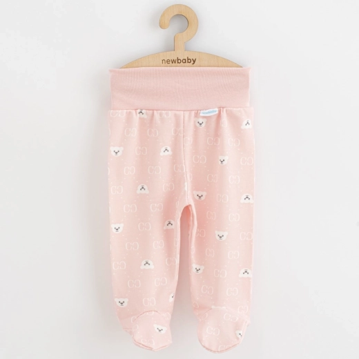 Pantaloni semisalopetă pentru bebeluși New Baby Classic II ursuleț albi, măr. 80