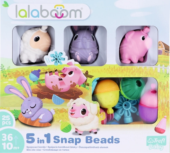 Set de construit Lalaboom Mărgele de conectare Animale de fermă