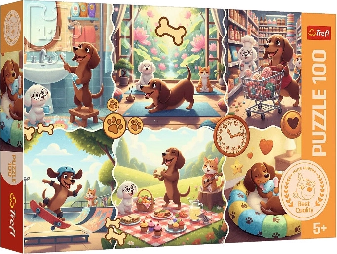 Puzzle 100 de piese – ziua lungă a teckelului