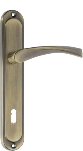 Feronerie pentru uși ATENA cu cilindru de cheie 90 mm, patină