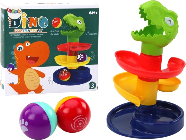 Tobogan educativ pentru bile Dinozaur verde