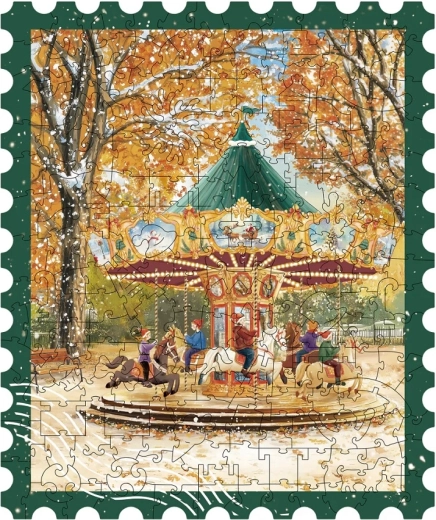 Puzzle din lemn RoboTime Carusel de toamnă (200 de piese)