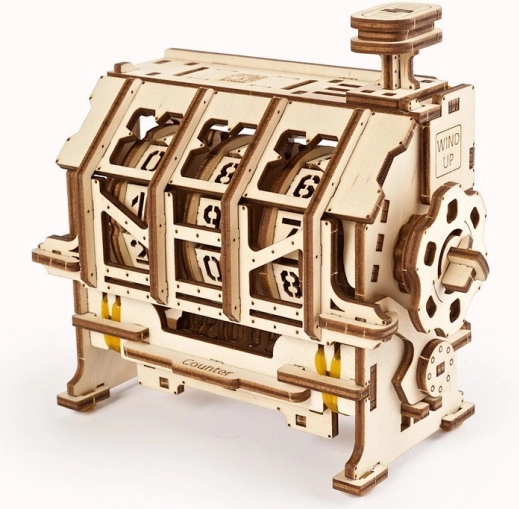 Ugears puzzle mecanic din lemn 3D – contor cu clic STEM
