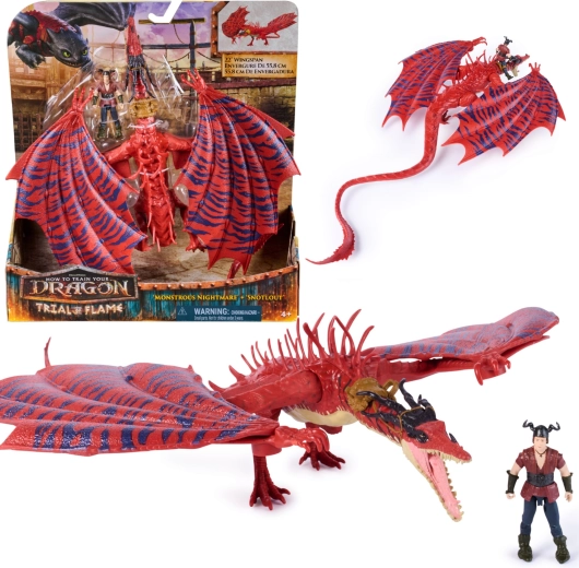 Spin Master Cum să-ți dresezi dragonul – figurine dragon Monstrous Nightmare și Snotlout, aripi mobile 55 cm