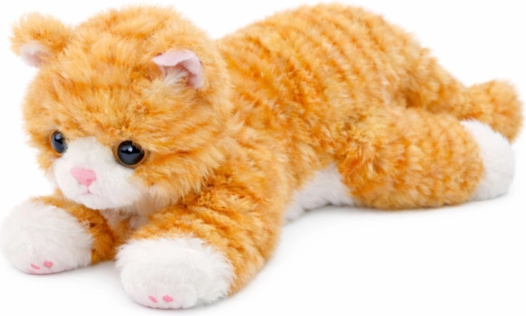 Pisică de pluș roșcată așezată, 38 cm