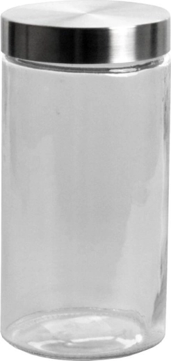 Borcan rotund din sticlă 2,1 l cu capac din inox