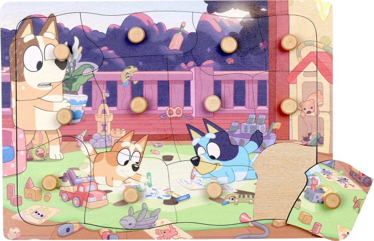 Puzzle din lemn cu mânere Bluey – 12 piese