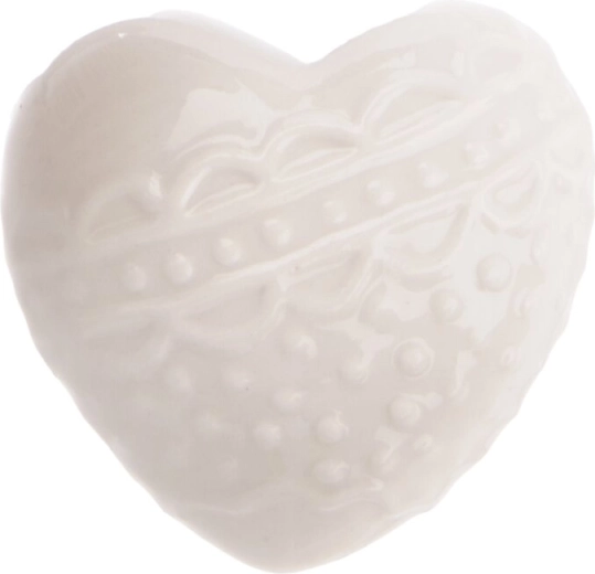 Inimă din porțelan alb – decorațiune 6 × 4 × 6 cm