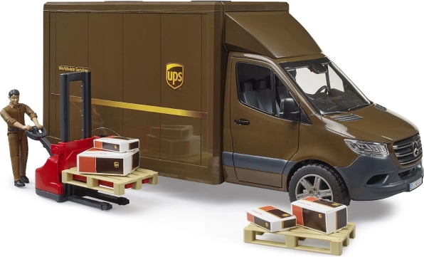 Furgonetă UPS Bruder MB Sprinter cu figură și accesorii