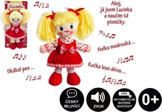Păpușă de pânză Lucinka 30 cm care cântă în cehă