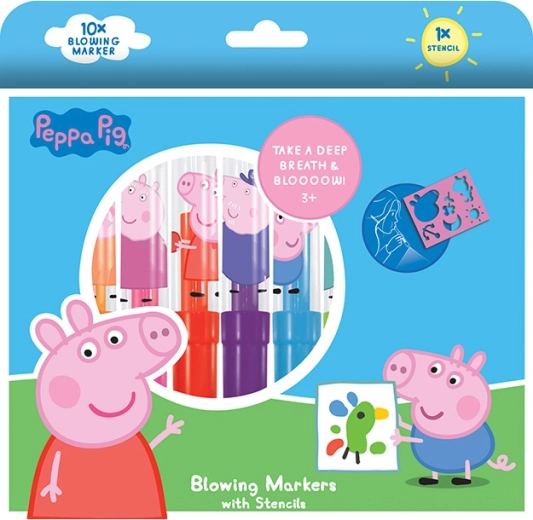 Markere suflabile Peppa Pig 10+1 cu șablon