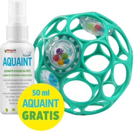 Zornăitoare OBALL Rattle 10 cm (turcoaz închis) + apă de curățare AQUAINT 50 ml